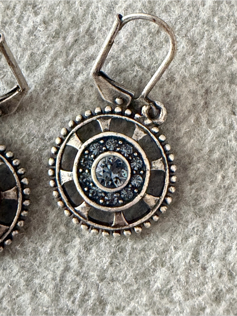 Touchstone Crystal Silver-Tone Blue Crystal Round Drop Earrings